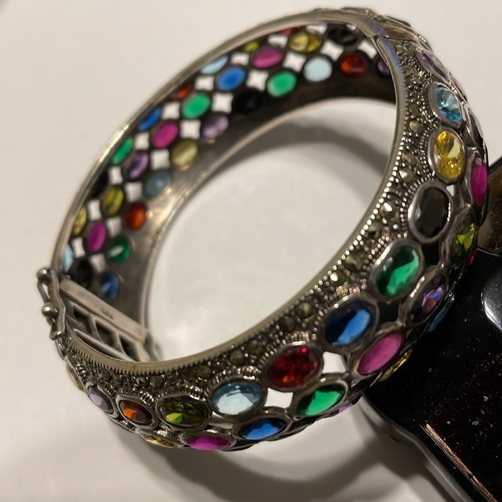 Authentic Multi Stone Three Layered Bangle - image 4